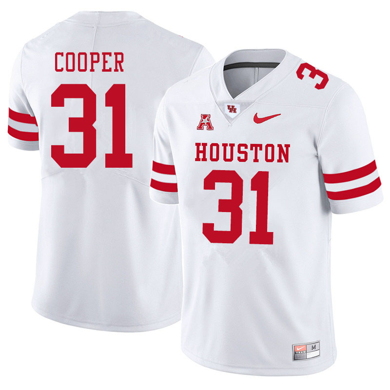 Men #31 Jordan Cooper Houston Cougars College Football Jerseys Sale-White - Click Image to Close